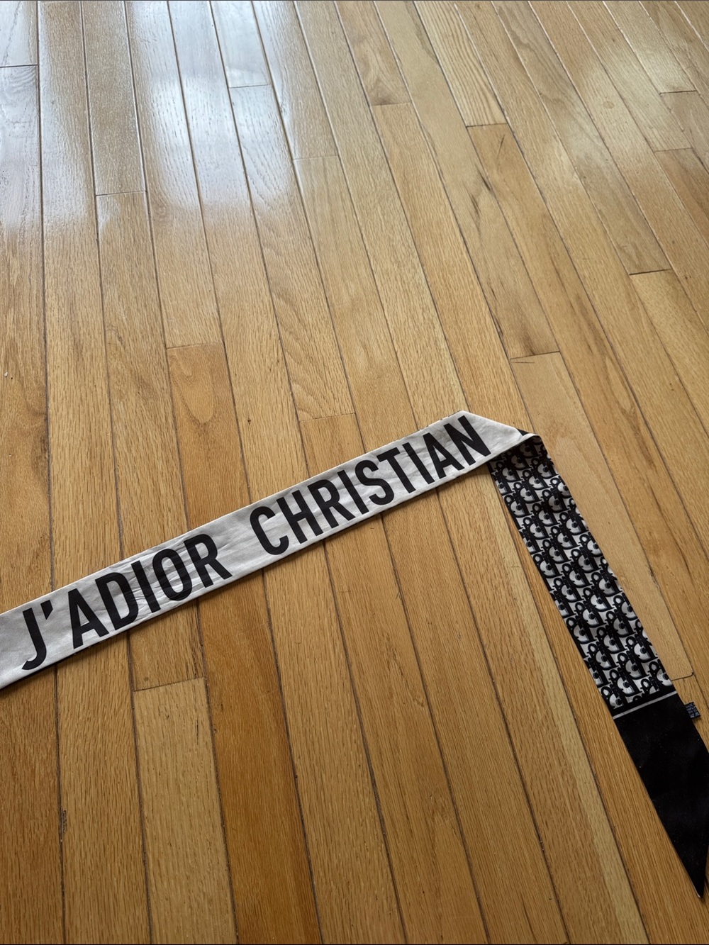 D Black & White J'Adior Logo Twilly Scarf - Picture 2 of 2